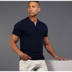 NWT Collars & Co Mens Merino Wool Short Sleeve Black Polo Shirt 3XL